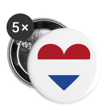 Pays-Bas Cœur - Lot de 5 petits badges (25 mm) - blanc - Devant