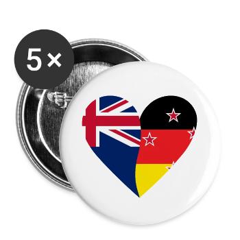 Nouvelle-Zélande Allemagne Cœur - Lot de 5 petits badges (25 mm) - blanc - Devant