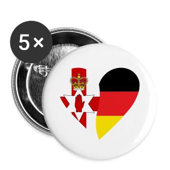 Northern Ireland Germany Heart - Buttons klein 25 mm (5er Pack) - Weiß - Vorne