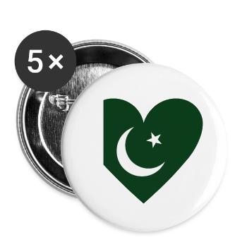 Pakistan Heart - Buttons small 1''/25 mm (5-pack) - white - Front