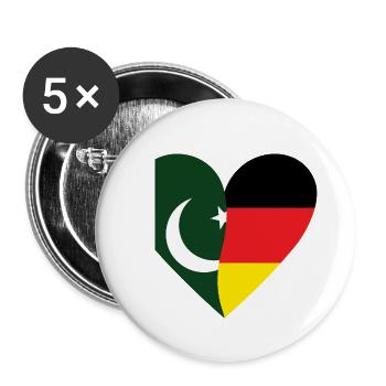 Pakistan Germany Heart - Buttons small 1''/25 mm (5-pack) - white - Front