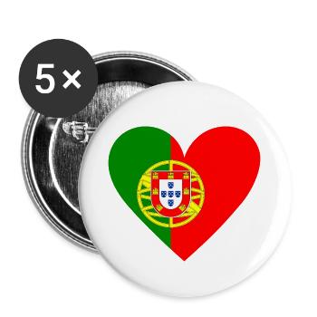 Cœur Portugal - Lot de 5 petits badges (25 mm) - blanc - Devant