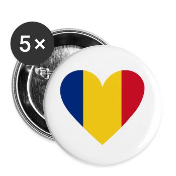 Romania Heart - Buttons small 1''/25 mm (5-pack) - white - Front