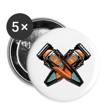 Tondeuse à cheveux coiffeur - Lot de 5 petits badges (25 mm) - blanc - Devant