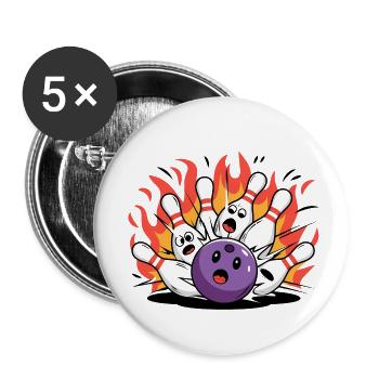 Bowling zerstört Bowling Bowling - Buttons klein 25 mm (5er Pack) - Weiß - Vorne