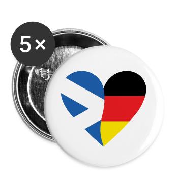 Scotland Germany Heart - Buttons small 1''/25 mm (5-pack) - white - Front