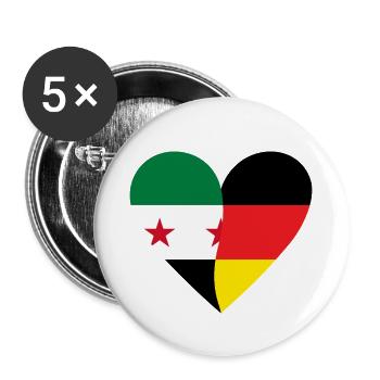 Syrie Allemagne Cœur - Lot de 5 petits badges (25 mm) - blanc - Devant