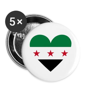 Cœur de Syrie - Lot de 5 petits badges (25 mm) - blanc - Devant