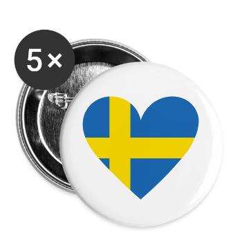Sweden Heart - Buttons klein 25 mm (5er Pack) - Weiß - Vorne