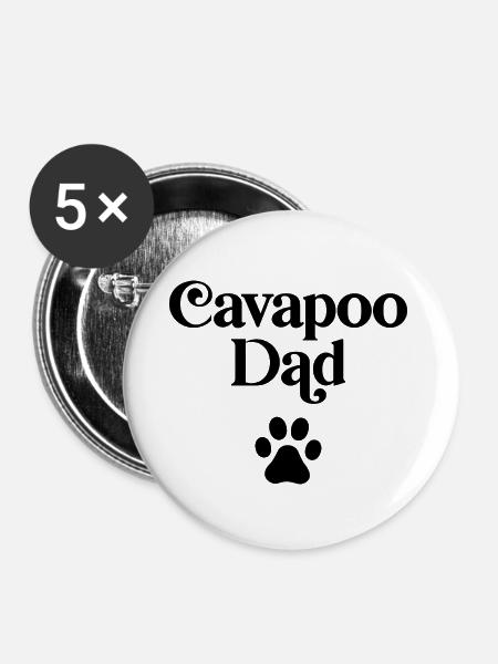Cavapoo Vater - Buttons klein 25 mm (5er Pack) - Weiß