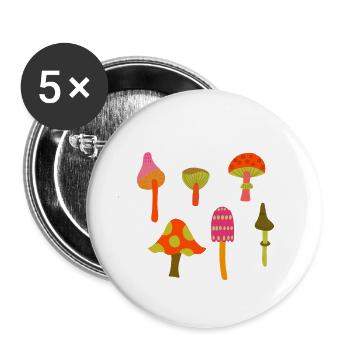 Colorful mushrooms - Buttons small 1''/25 mm (5-pack) - white - Front