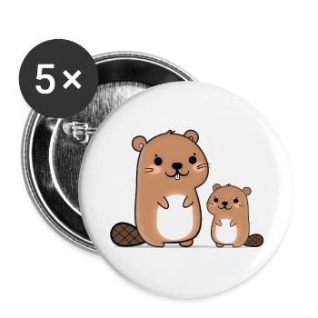 Bieber - Buttons klein 25 mm (5er Pack) - Weiß - Vorne
