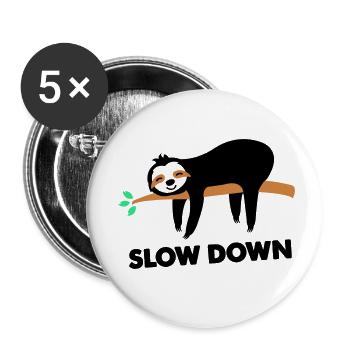faultier slow down - Buttons klein 25 mm (5er Pack) - Weiß - Vorne