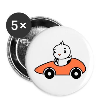 Bird Drives Fast Car Racing Car Sport Racing - Buttons small 1''/25 mm (5-pack) - white - Front