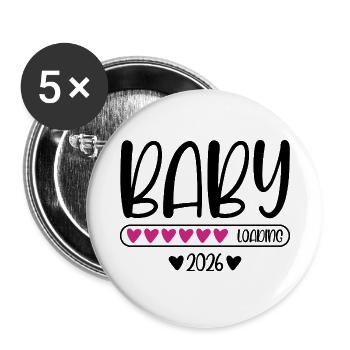 Baby 2026 loading - Buttons klein 25 mm (5er Pack) - Weiß - Vorne