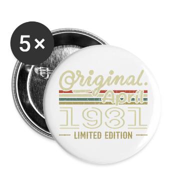 April 1981 Geschenk zum 44-jährigen Jubiläum April 1981 - Buttons klein 25 mm (5er Pack) - Weiß - Vorne