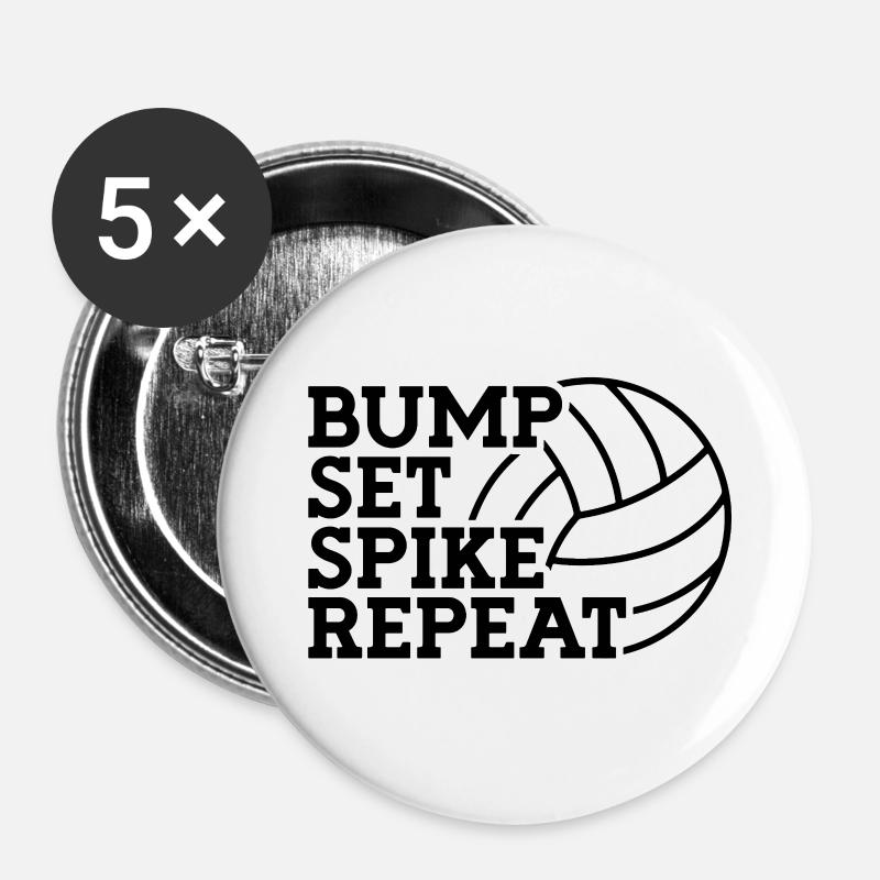 Bump, set, spike, repeat - volleyball design - Buttons klein 25 mm (5er Pack) - Weiß