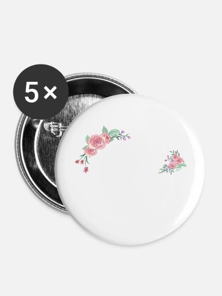 Buchstabe b Blumen - Buttons klein 25 mm (5er Pack) - Weiß
