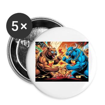 Bears and Bulls Market - Stock Exchange - Buttons small 1''/25 mm (5-pack) - white - Front