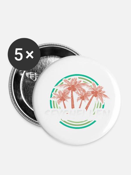 Seychellen als Urlaub - Buttons klein 25 mm (5er Pack) - Weiß