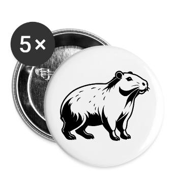 Capybara - Autocollant Animal Mignon - Lot de 5 petits badges (25 mm) - blanc - Devant
