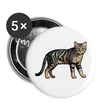 Domestic Cat - Cute Pet Sticker - Buttons small 1''/25 mm (5-pack) - white - Front