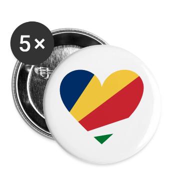 Seychelles Heart - Lot de 5 petits badges (25 mm) - blanc - Devant