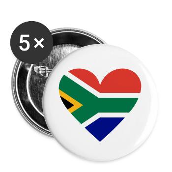 South Africa Heart - Buttons klein 25 mm (5er Pack) - Weiß - Vorne