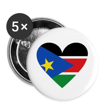 Soudan du Sud Cœur - Lot de 5 petits badges (25 mm) - blanc - Devant