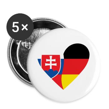 Slovakia Germany Heart - Buttons klein 25 mm (5er Pack) - Weiß - Vorne