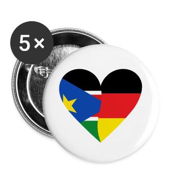 Soudan du Sud Allemagne Cœur - Lot de 5 petits badges (25 mm) - blanc - Devant