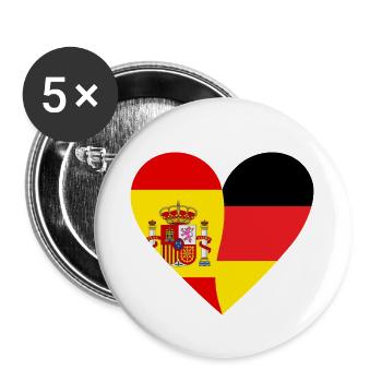 Spain Germany Heart - Buttons small 1''/25 mm (5-pack) - white - Front