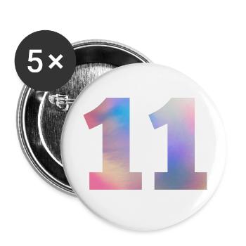 Colorful Number 11 - Buttons small 1''/25 mm (5-pack) - white - Front