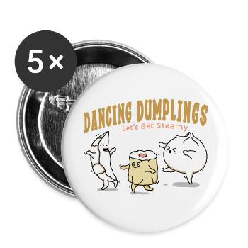 Dancing Dumplings - Buttons small 1''/25 mm (5-pack) - white - Front