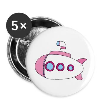 Submarine Pink - Buttons small 1''/25 mm (5-pack) - white - Front