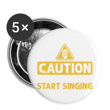 Caution May Spontaneously Start Singing Singer Kar - Buttons klein 25 mm (5er Pack) - Weiß - Vorne