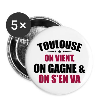 Rugby Toulouse Humour Gift Supporter - Buttons small 1''/25 mm (5-pack) - white - Front