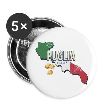 Puglia Italy Retro Region Vintage Souvenir - Buttons small 1''/25 mm (5-pack) - white - Front