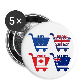 Kaufen Sie bei Allies: Einkaufswagen Square Design - Buttons klein 25 mm (5er Pack) - Weiß - Vorne