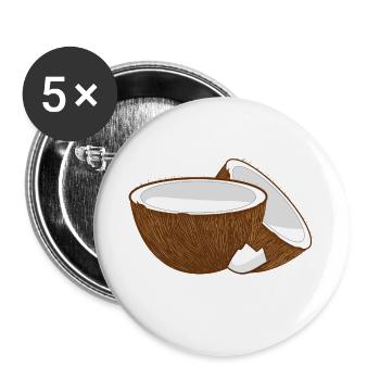 Coconut Halves – Tropical Fruit Motif - Buttons small 1''/25 mm (5-pack) - white - Front