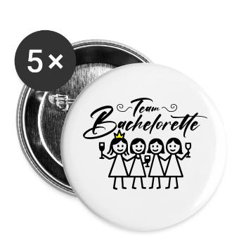 Bachelorette Team Mädels - Buttons klein 25 mm (5er Pack) - Weiß - Vorne