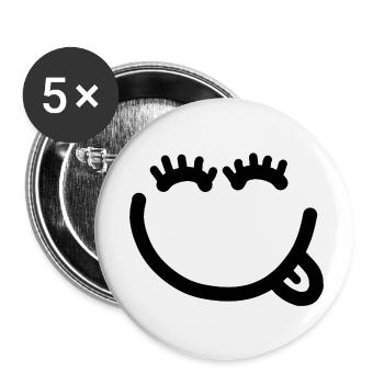 Visage drôle ludique avec des cils - Lot de 5 petits badges (25 mm) - blanc - Devant