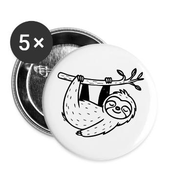 Faultier - Buttons klein 25 mm (5er Pack) - Weiß - Vorne