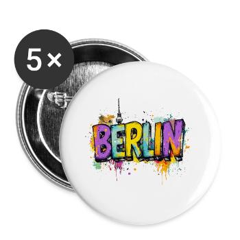 Berlin Graffiti Schrift Streetart Urban Style - Buttons klein 25 mm (5er Pack) - Weiß - Vorne