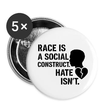 La haine n’est pas une construction sociale - Lot de 5 petits badges (25 mm) - blanc - Devant
