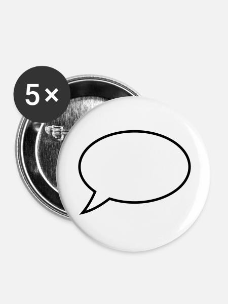 Sprechblase Design - Buttons klein 25 mm (5er Pack) - Weiß