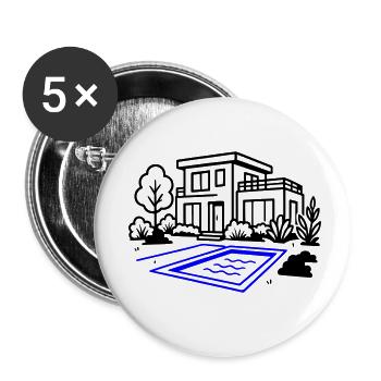 Haus Villa Hausbau - Buttons klein 25 mm (5er Pack) - Weiß - Vorne
