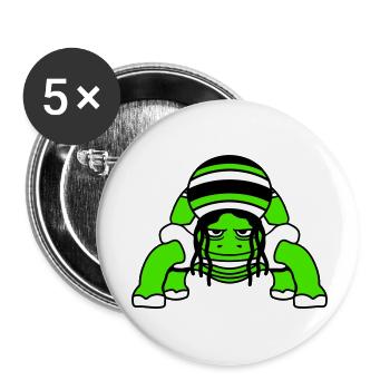 Schildkröte Reggae Musik Rasta Haare Mütze Jamaika - Buttons klein 25 mm (5er Pack) - Weiß - Vorne
