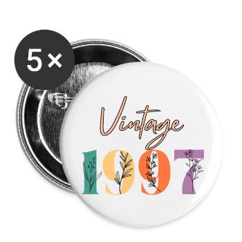 Jahrgang 1997 Blumen - Buttons klein 25 mm (5er Pack) - Weiß - Vorne