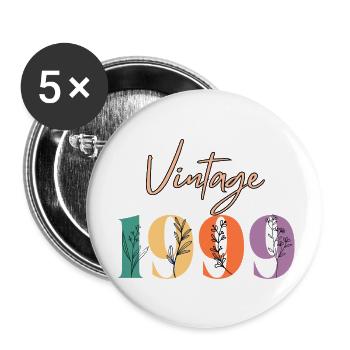 Jahrgang 1999 Blumen - Buttons klein 25 mm (5er Pack) - Weiß - Vorne